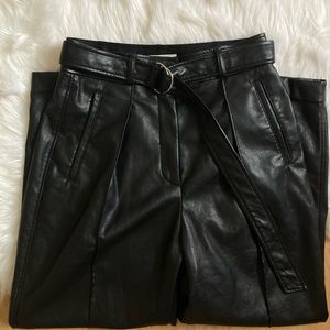Aritzia Belted Pleated Leather Pants🖤